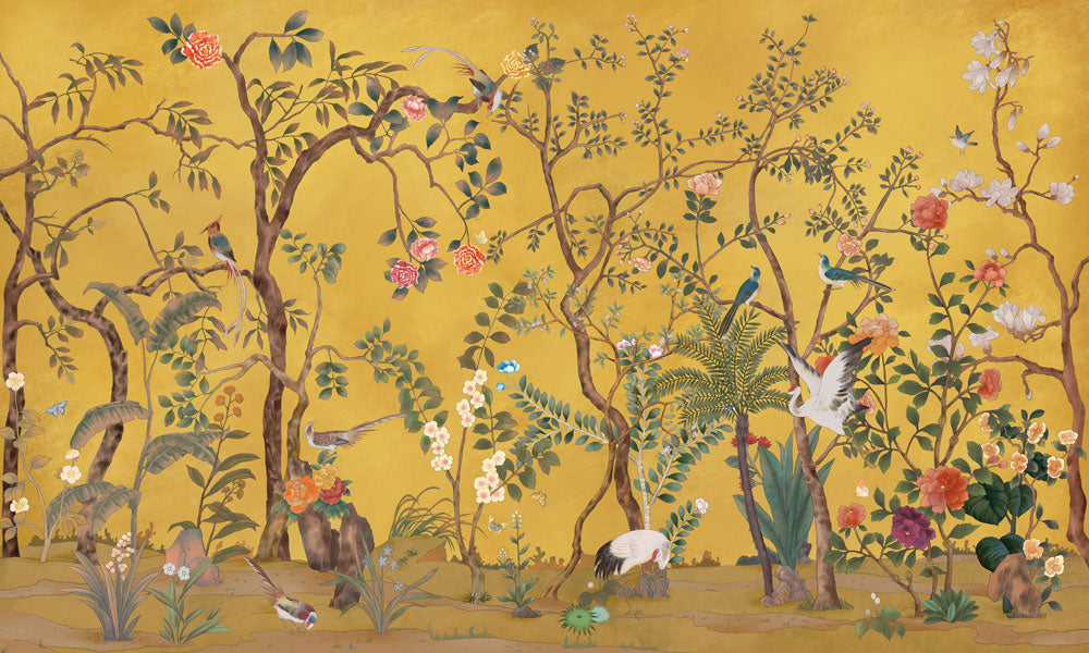 Golden Garden Serenade Mural Wallpaper