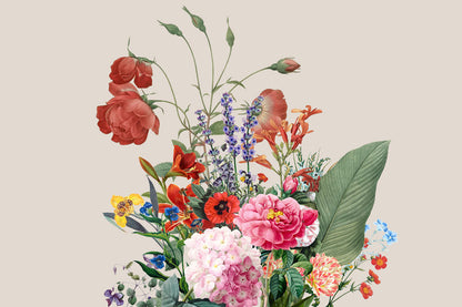 a variety of floral wall murals with a neutral background