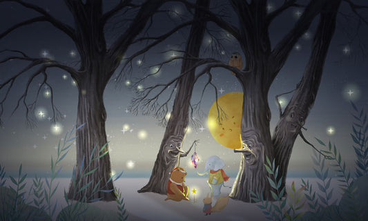 Whimsical Forest Nighttime Animal Adventure