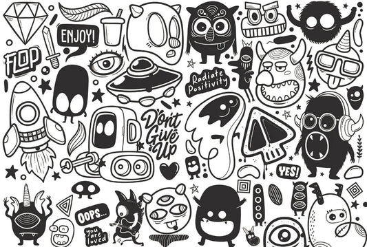 cutre cartton horrible aliens wallpaper design