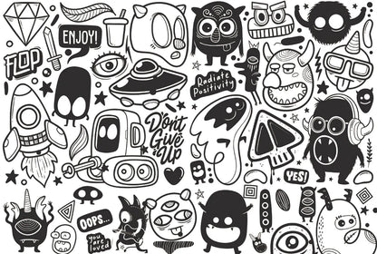 cutre cartton horrible aliens wallpaper design