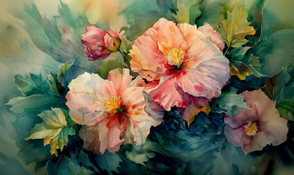 Elegant Tropical Large Floral Wallpaper