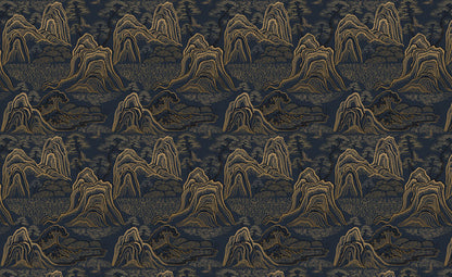Midnight Golden Mountains Mural Wallpaper