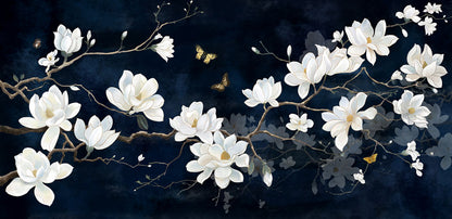 Magnolia Blossom and Butterflies Mural Wallpaper