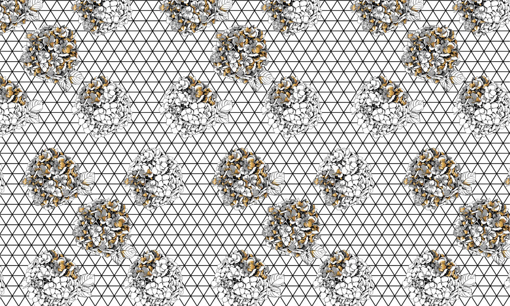 Geometric Floral Bouquet Pattern Wallpaper