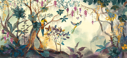 Tropical Jungle Birds Mural Wallpaper