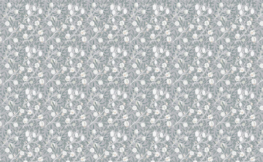 Silver Blossom Garden Mural Wallpaper
