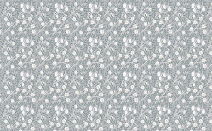 Silver Blossom Garden Mural Wallpaper