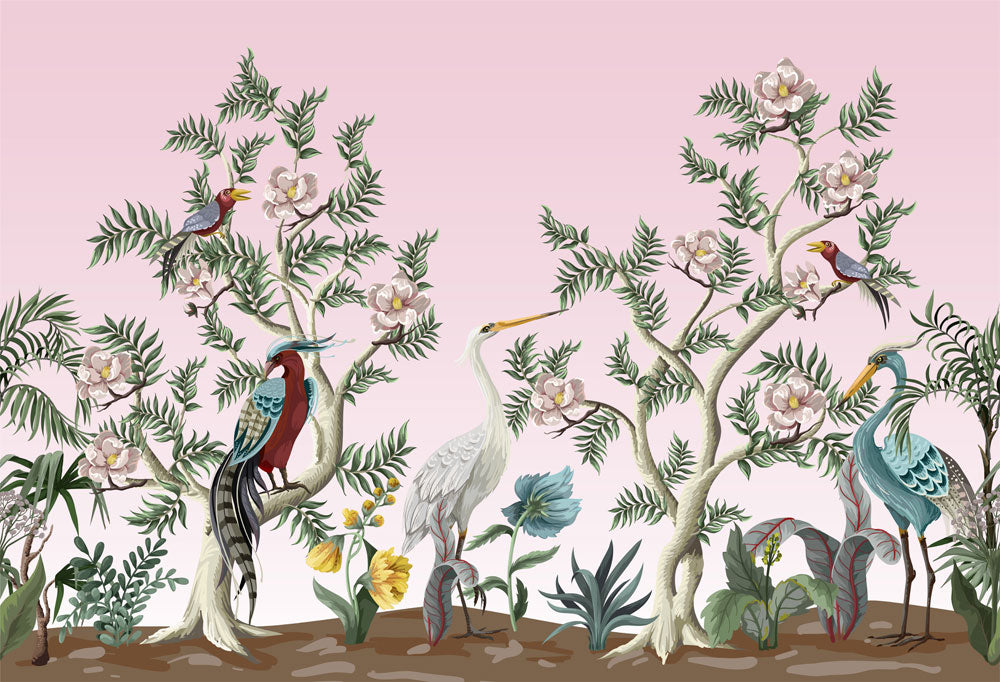Vector Flower & Bird II Wallpaper Mural