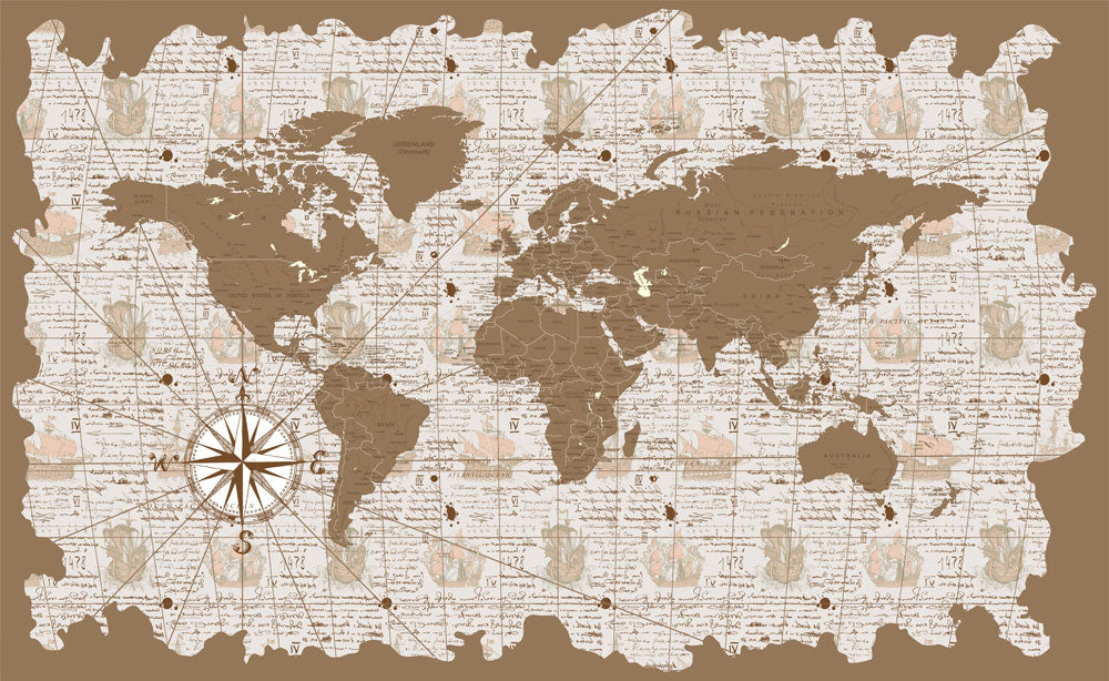 Vintage World Map Wallpaper Decor