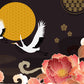 Midnight Cranes & Blossoms Mural Wallpaper