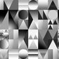 Monochrome Geometric Illusion Mural Wallpaper