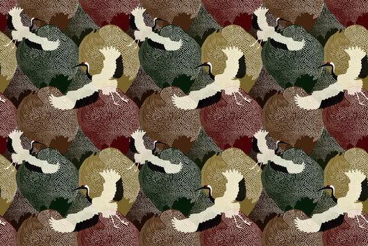 Cranes Over Peaks Mural Wallpaper