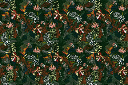Midnight Tropical Botanical Wallpaper