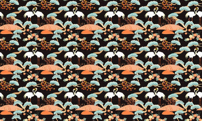 Elegant Cranes & Lotus Mural Wallpaper