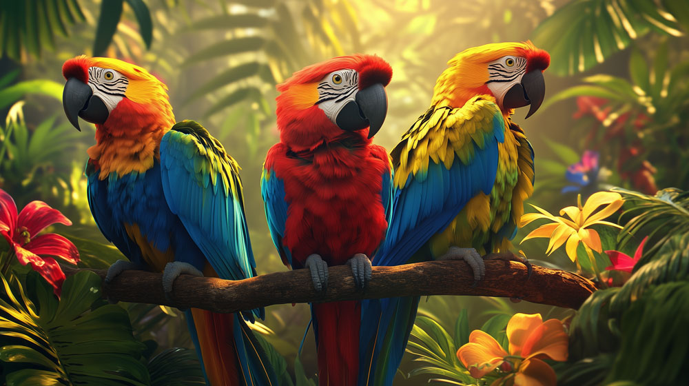 Tropical Parrot Harmony Mural Wallpaper
