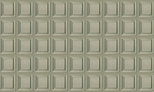 Sage Green Classic Square Panel Wall Mural Wallpaper