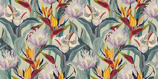 Tropical Paradise Botanical Wallpaper