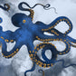 Underwater Octopus Navy Blue Wallpaper