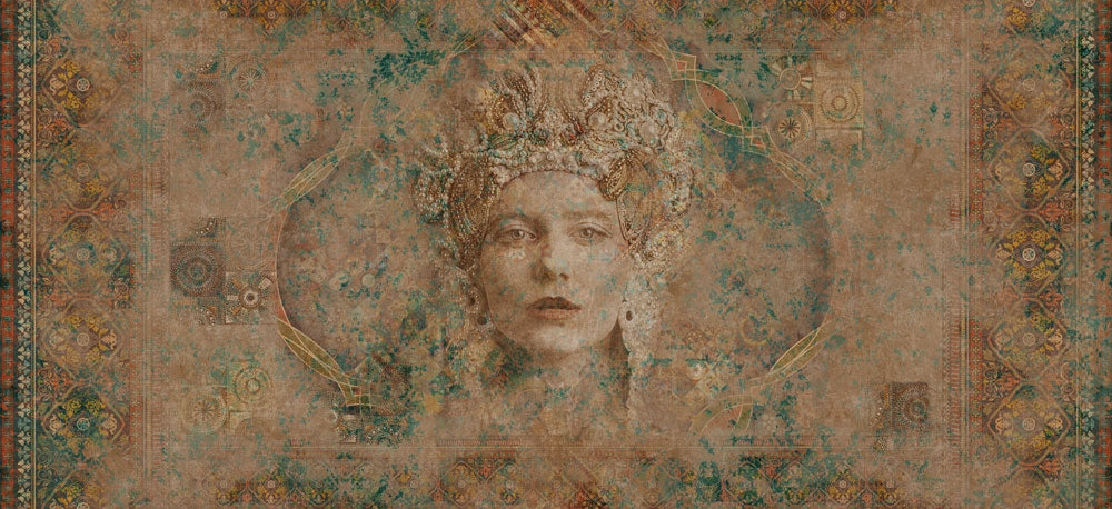 Vintage Queen Portrait Textured Wallpaper