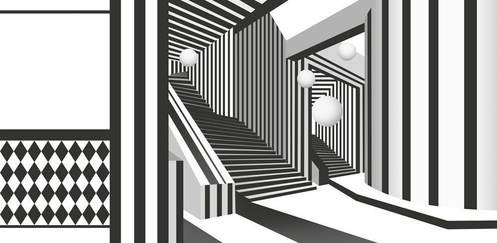 Optical Illusion Staircase Mural Wallpaper