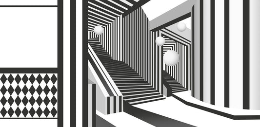 Optical Illusion Staircase Mural Wallpaper