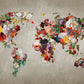 Floral World Map Wall Mural Wallpaper