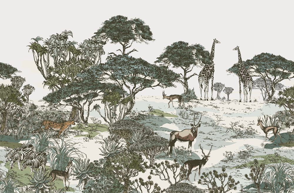 Vintage Safari Landscape Wallpaper