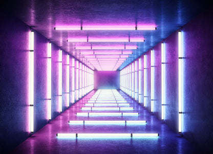 Vivid Neon Corridor Mural Wallpaper