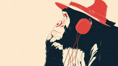 Vintage Rhythm Chimp Mural Wallpaper