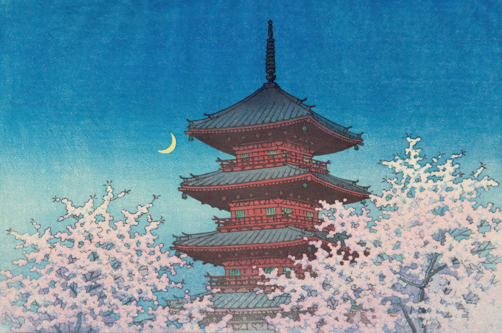 Pagoda Under Moonlight Mural Wallpaper
