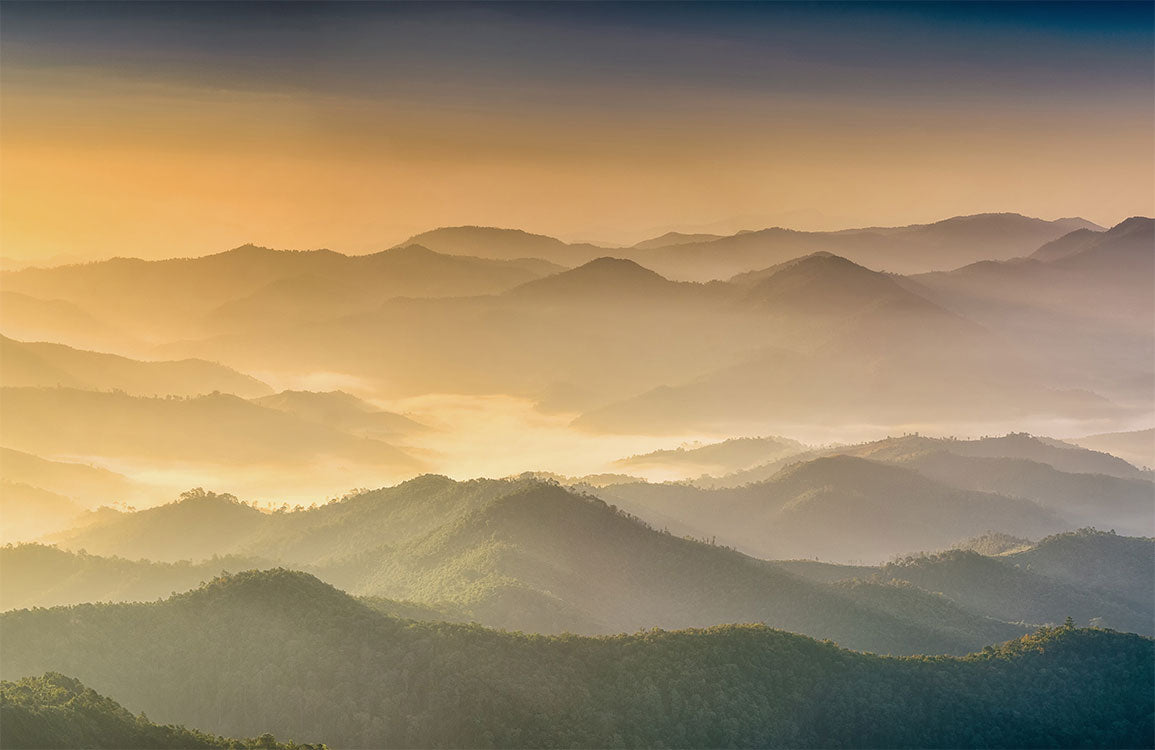 Sunrise Mountain Mist Landscape Mural Wallpaper