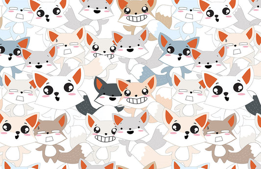 Cute Whimsical Dog Illustration Mural Wallpaper