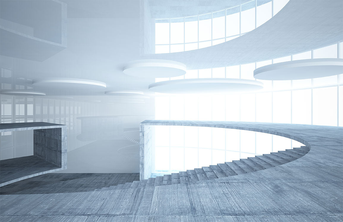 Curved Futuristic Staircase Design Mural Wallpaper