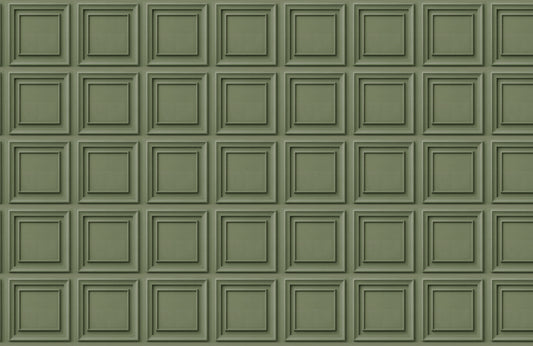 Sage Green Classic Square Panel Wall Mural Wallpaper