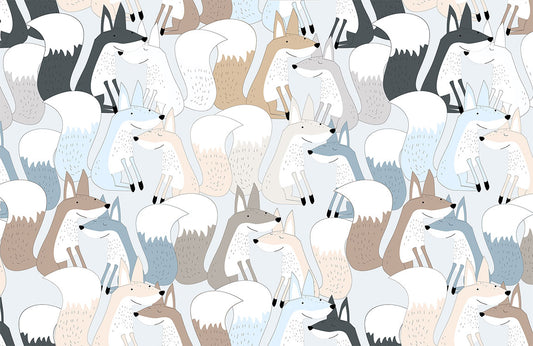 Woodland Foxes Playful Kids Mural Wallpaper