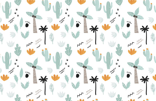 Tropical Teal Leaf Botanical Mural Wallpaper