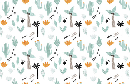 Tropical Teal Leaf Botanical Mural Wallpaper