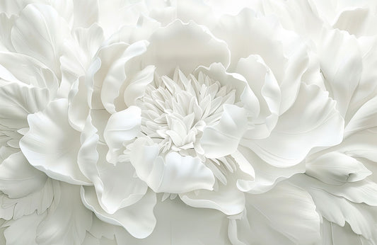 White Floral Elegance Mural Wallpaper