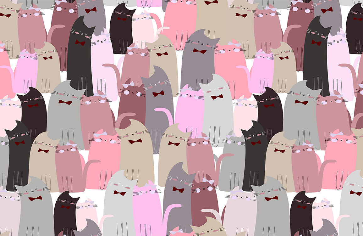 Papier Peint Panoramique Couples de Chats Pinky