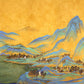 Golden Oriental Landscape Mural Wallpaper