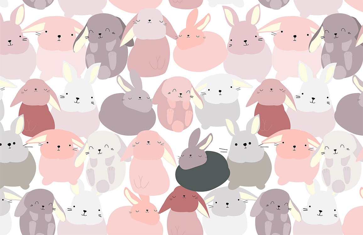 Cute Pastel Bunny Pattern Mural Wallpaper