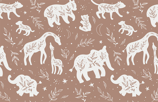 Neutral Safari Animal Nursery Mural Wallpaper