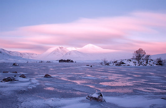 Serene Pink Sunset Mountain Mural Wallpaper