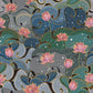 Lotus Blossom Teal Art Deco Mural Wallpaper