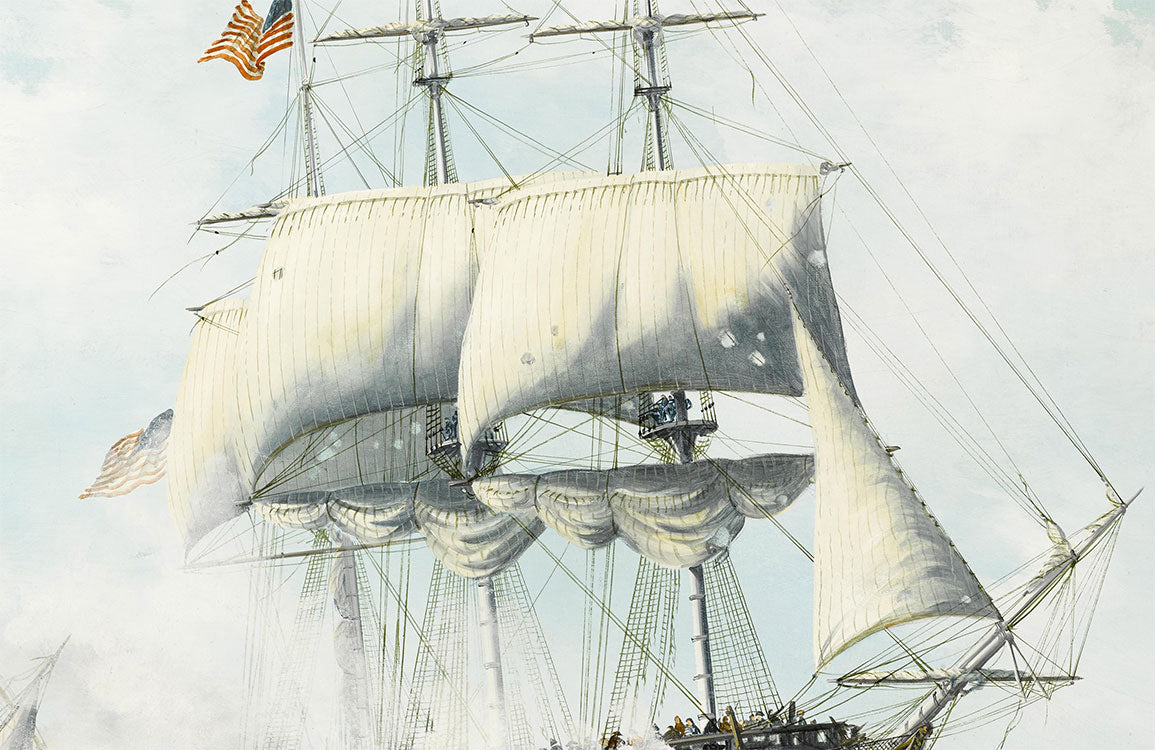 Papier Peint Panoramique Bateaux Américains sur la Mer