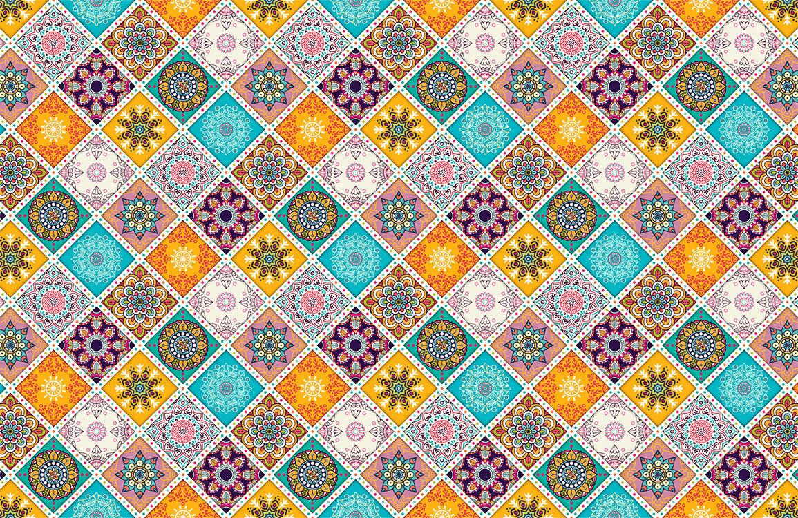 Bohemian Geometric Diamond Mural Wallpaper