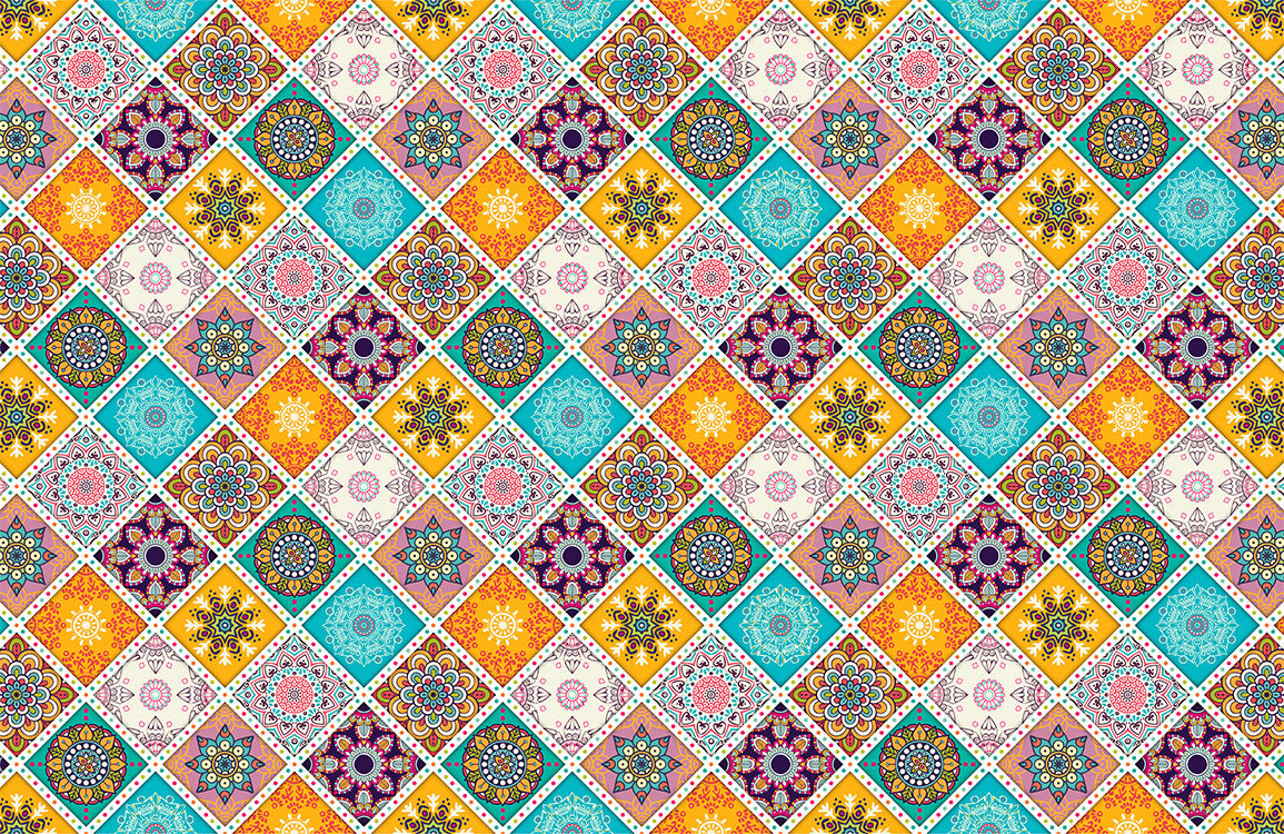 Bohemian Geometric Diamond Mural Wallpaper