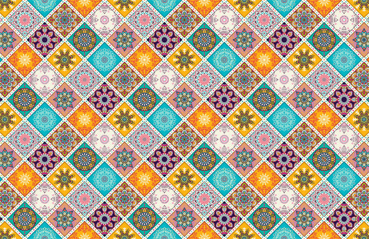 Bohemian Geometric Diamond Mural Wallpaper