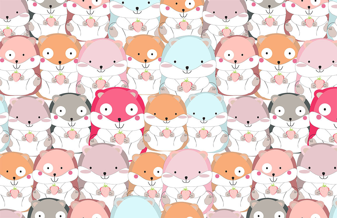 Cute Animal Illustration Kids Wallpaper Mural